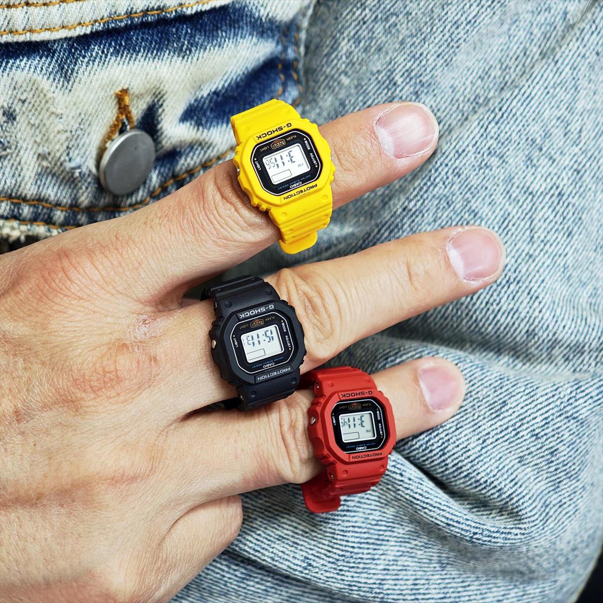 カシオ G-SHOCK nano DWN-5600-9JR 1/10サイズ ミニスクエア 20気圧防水  専用展示台付き イエロー G-SHOCK公式サイト掲載店【1125】【店頭受取可能商品】