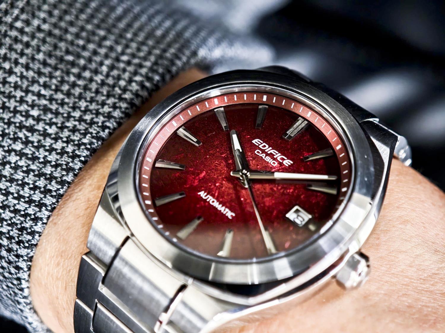 カシオ エディフィス CASIO EDIFICE EFK-200D-4AJF レッド グラデーションダイアル 機械式 自動巻き シースルーバック サファイアガラス メンズ 腕時計 watch ビジネス カジュアル 【0726】