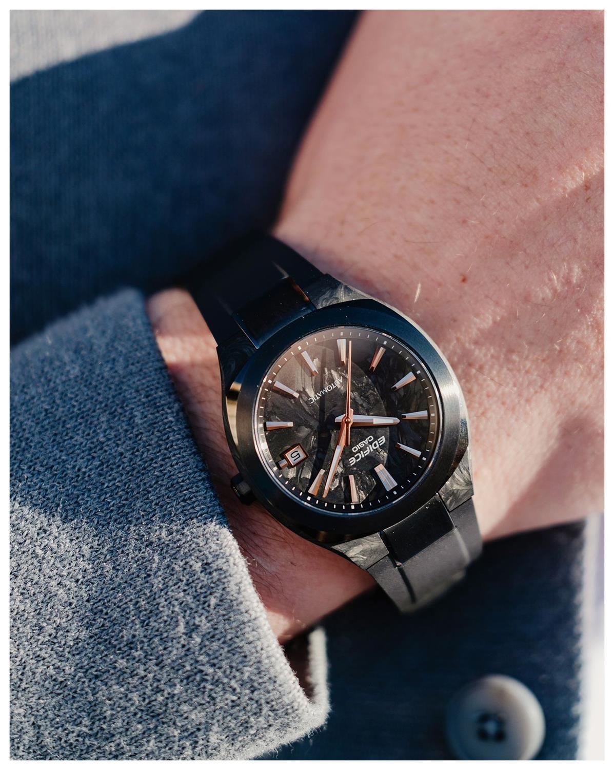 カシオ エディフィス CASIO EDIFICE EFK-200XPB-1AJF マーブルブラック ローズゴールド フォージドカーボンケース＆ダイアル  シースルーバック サファイアガラス メンズ 腕時計 watch  【0726】