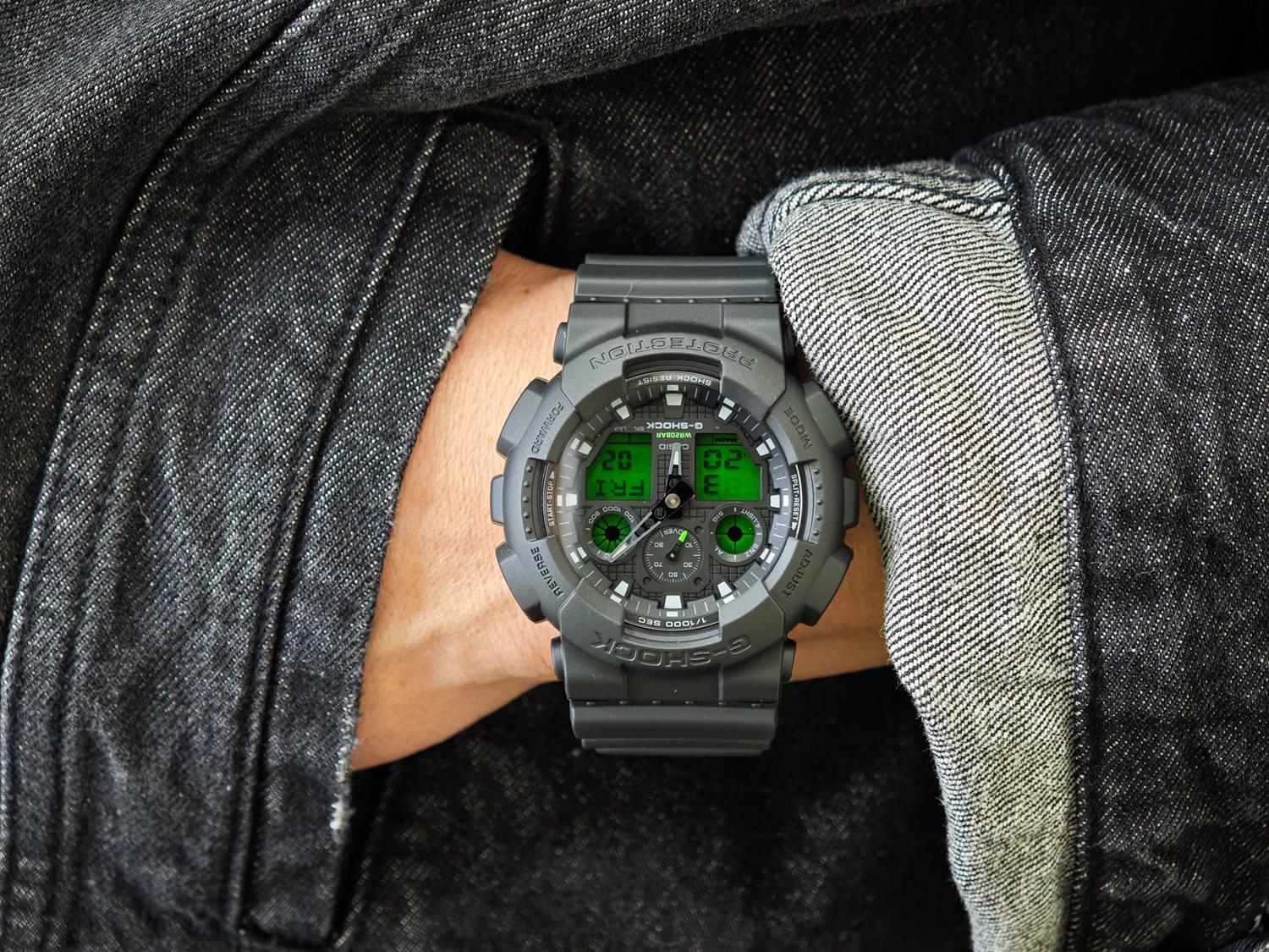 カシオ G-SHOCK GA-100BEG-1AJF BLACK AND ELECTRO GREEN ブラック エレクトログリーン ビッグケース 耐磁時計ジーショック 腕時計 メンズ CASIO G-SHOCK公式掲載店【0426】【店頭受取可能商品】