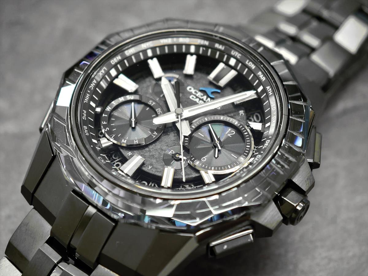 カシオ オシアナス マンタ OCW-SG1000CN-1AJF CASIO WATCH Partner Shopモデル 世界限定600本 ガリウムタフソーラー 電波ソーラー Bluetooth 江戸切子サファイアベゼル｜DLCブラックチタン【1125】【最長60回無金利ローン】※11月14日発売予定