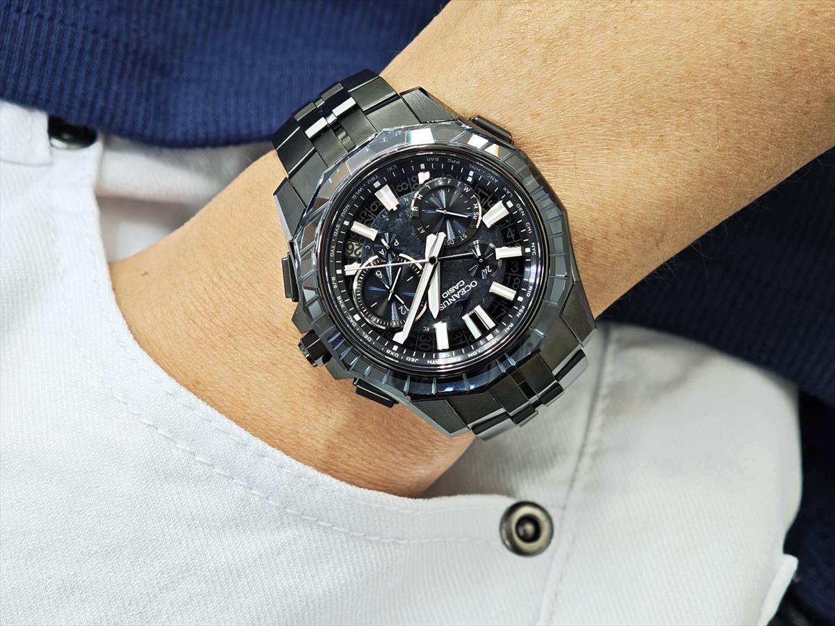 カシオ オシアナス マンタ OCW-SG1000CN-1AJF CASIO WATCH Partner Shopモデル 世界限定600本 ガリウムタフソーラー 電波ソーラー Bluetooth 江戸切子サファイアベゼル｜DLCブラックチタン【1125】【最長60回無金利ローン】※11月14日発売予定