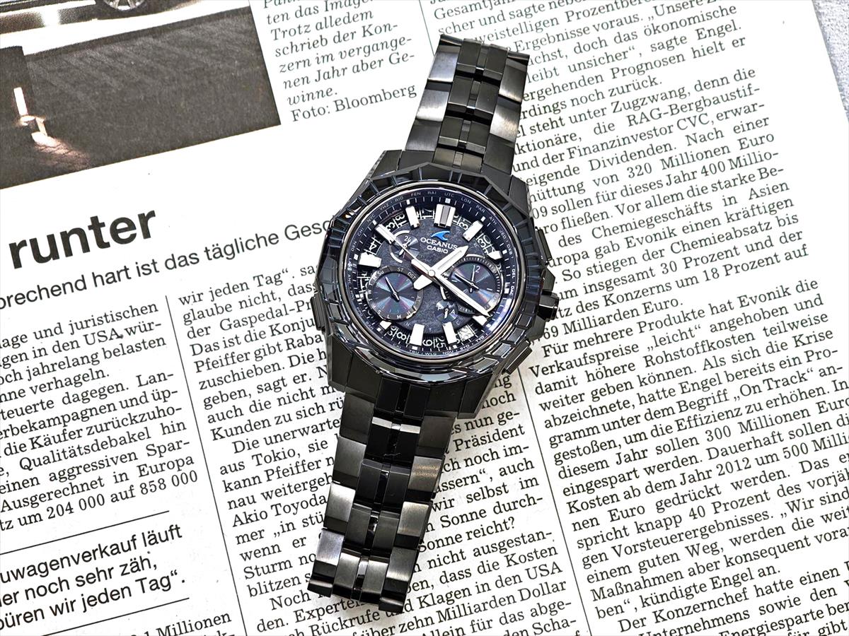 カシオ オシアナス マンタ OCW-SG1000CN-1AJF CASIO WATCH Partner Shopモデル 世界限定600本 ガリウムタフソーラー 電波ソーラー Bluetooth 江戸切子サファイアベゼル｜DLCブラックチタン【1125】【最長60回無金利ローン】※11月14日発売予定