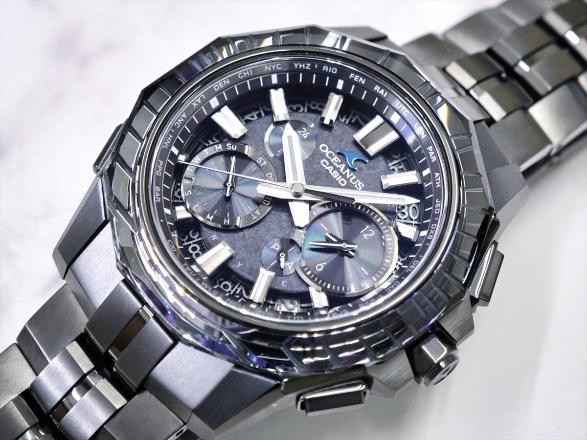 カシオ オシアナス マンタ OCW-SG1000CN-1AJF CASIO WATCH Partner Shopモデル 世界限定600本 ガリウムタフソーラー 電波ソーラー Bluetooth 江戸切子サファイアベゼル｜DLCブラックチタン【1125】【最長60回無金利ローン】※11月14日発売予定