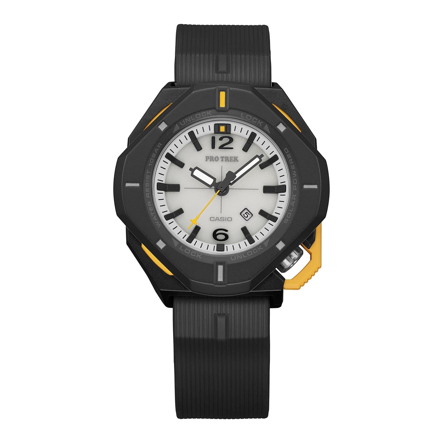 カシオ プロトレック PRO TREK Hiker Line PRJ-01-1JF ソーラー 10気圧防水 バイオマスプラスチック アナログ 腕時計 アウトドア キャンプ 登山 トレッキング コンパクト ブラック イエロー  【0726】※7月10日発売予定