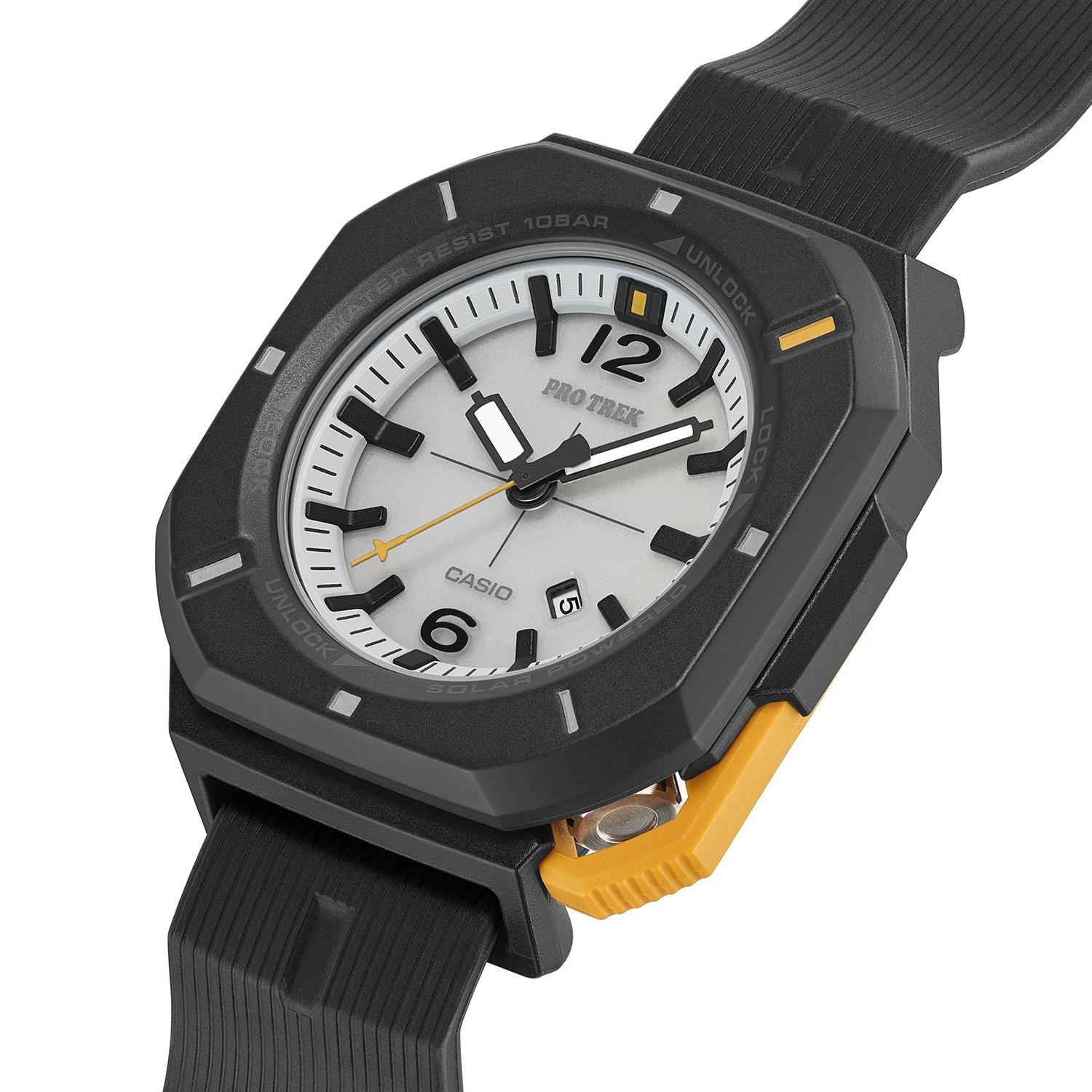 カシオ プロトレック PRO TREK Hiker Line PRJ-01-1JF ソーラー 10気圧防水 バイオマスプラスチック アナログ 腕時計 アウトドア キャンプ 登山 トレッキング コンパクト ブラック イエロー  【0726】※7月10日発売予定